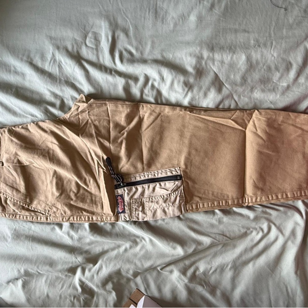 Tan Cargo Pants with Straight Leg Design